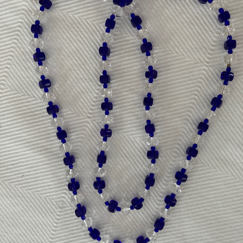 Vintage European crystal cobalt blue necklace